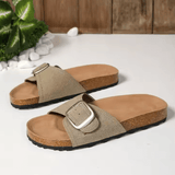Women’s Birkent Style Sandals – Comfortable Rubber Sole, Four-Way Buckle Design, Upgraded Plastic Upper, Casual Slip-On Slippers for Everyday & Leisure Wear