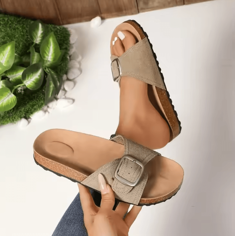 Women’s Birkent Style Sandals – Comfortable Rubber Sole, Four-Way Buckle Design, Upgraded Plastic Upper, Casual Slip-On Slippers for Everyday & Leisure Wear