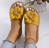 Women’s Fashion Trend Big Flower Flat Sandals – Soft Sole, Non-Slip & Comfortable