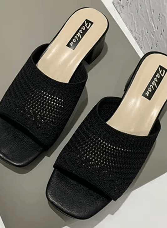 Women’s Summer 2025 Knit Slippers – Open Toe Mules, Casual Flip-Flop Slides, Lightweight Beach Sandals