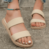 Women’s Fashion Double Flat Slippers – Soft Sole, Anti-Slip, Wear-Resistant, Comfortable Summer Slides with Support Inserts