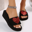 2025 Women’s Wedge Slippers – Heart Sequins, Non-Slip, Lightweight Platform Sandals, Plus Size Beach Shoes