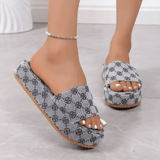 Women’s Platform Floral Sandals – 2025 Summer Designer Flat Slippers, Outdoor Beach Slide Shoes