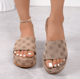 Women’s Platform Floral Sandals – 2025 Summer Designer Flat Slippers, Outdoor Beach Slide Shoes