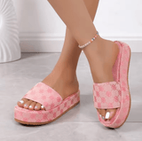 Women’s Platform Floral Sandals – 2025 Summer Designer Flat Slippers, Outdoor Beach Slide Shoes