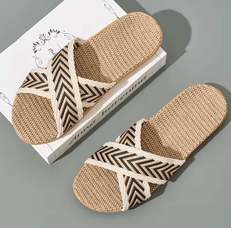 Ladies’ Linen Indoor Slippers – Lightweight & Breathable Summer Home Slides | Comfortable Slip-On Sandals