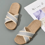 Ladies’ Linen Indoor Slippers – Lightweight & Breathable Summer Home Slides | Comfortable Slip-On Sandals