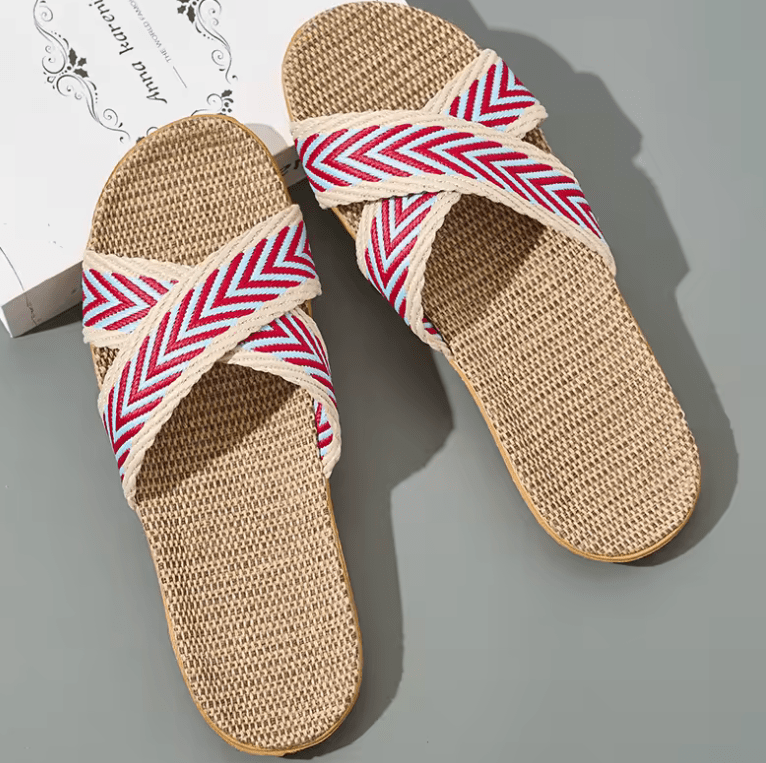 Ladies’ Linen Indoor Slippers – Lightweight & Breathable Summer Home Slides | Comfortable Slip-On Sandals