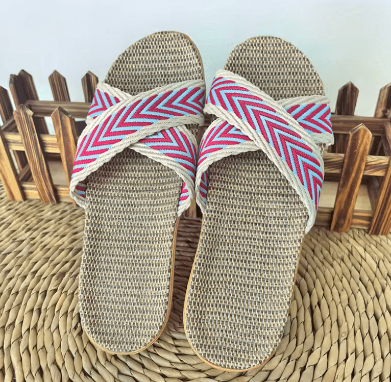 Ladies’ Linen Indoor Slippers – Lightweight & Breathable Summer Home Slides | Comfortable Slip-On Sandals