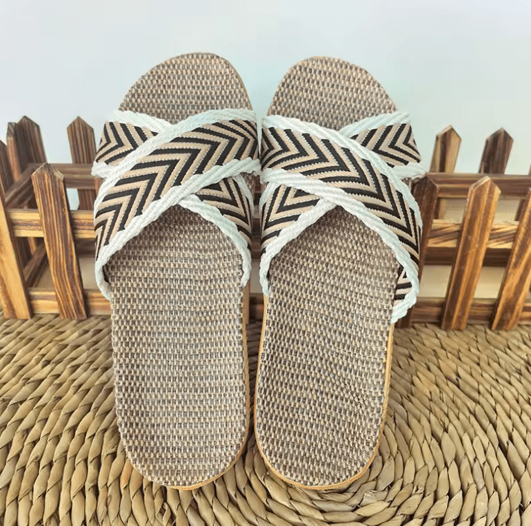 Ladies’ Linen Indoor Slippers – Lightweight & Breathable Summer Home Slides | Comfortable Slip-On Sandals