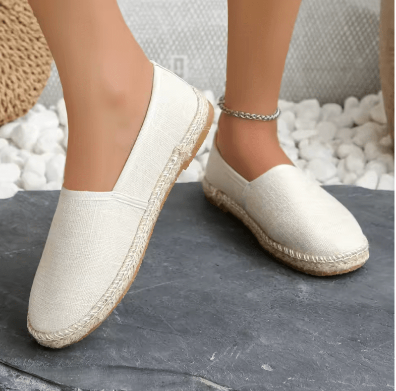 Women’s Canvas Flat Shoes – 2025 Breathable Non-Slip Espadrilles | Summer Solid Color Casual Slip-On Flats