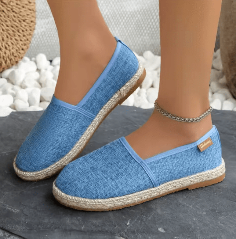 Women’s Canvas Flat Shoes – 2025 Breathable Non-Slip Espadrilles | Summer Solid Color Casual Slip-On Flats