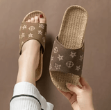Unisex Linen Slippers – Anti-Slip, Thick Sole, Breathable Indoor House Shoes for All Seasons