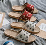 Unisex Linen Slippers – Anti-Slip, Thick Sole, Breathable Indoor House Shoes for All Seasons