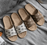 Unisex Linen Slippers – Anti-Slip, Thick Sole, Breathable Indoor House Shoes for All Seasons