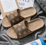 Unisex Linen Slippers – Anti-Slip, Thick Sole, Breathable Indoor House Shoes for All Seasons