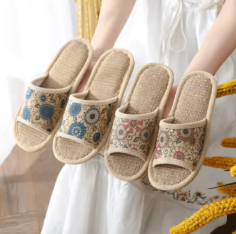 Cotton Linen Indoor Slippers – Unisex Home Shoes for Fairs, Market Stalls & Everyday Use