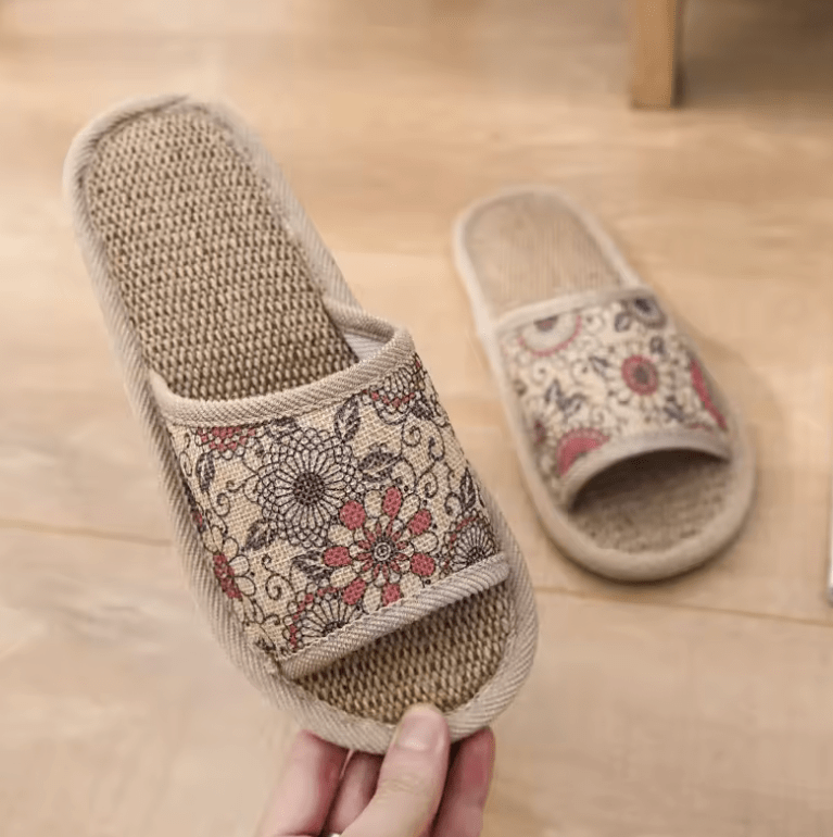 Cotton Linen Indoor Slippers – Unisex Home Shoes for Fairs, Market Stalls & Everyday Use