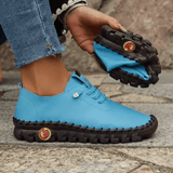 Women’s Comfortable Leather Sneakers – Hand-Sewn Loafers with Thread Detail