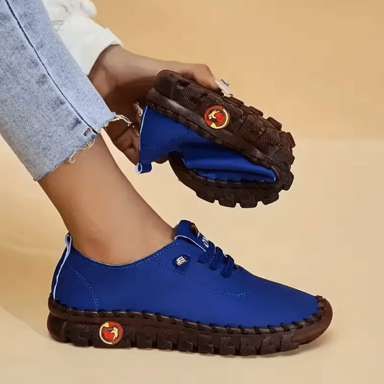 Women’s Comfortable Leather Sneakers – Hand-Sewn Loafers with Thread Detail