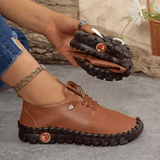 Women’s Comfortable Leather Sneakers – Hand-Sewn Loafers with Thread Detail