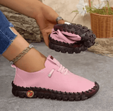 Women’s Comfortable Leather Sneakers – Hand-Sewn Loafers with Thread Detail