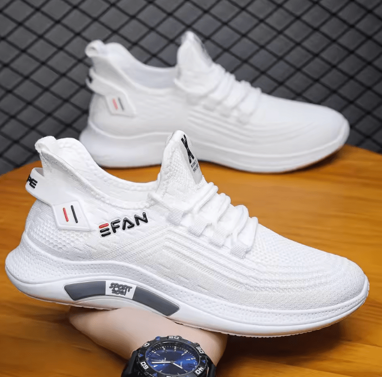 Breathable Mesh Running Shoes – Lightweight White Walking Sneakers