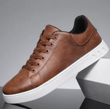 Men’s Classic Leather Sneakers – Thick Sole, Casual Lace-Up, Anti-Slip Vulcanized Walking Shoes
