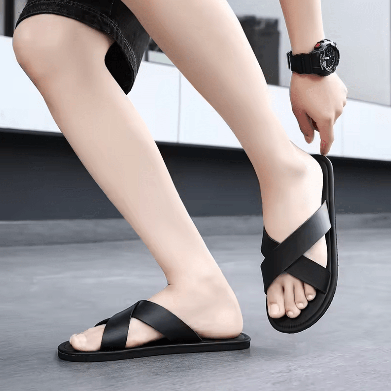 Men’s Lightweight Casual Slippers – Summer Outdoor Flat Sandals | Soft Sole, Comfortable Beach Shoes | Fashion Trend Slip-On Footwear