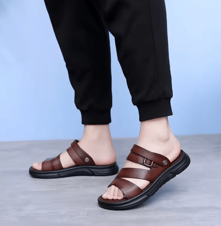 Men’s Classic Strapless Beach Sandals – Soft Sole, Comfortable Casual Summer Shoes | Lightweight Polyester Slip-On Slides for Adults