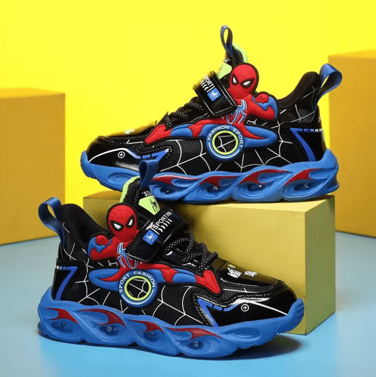 Disney Boys’ LED Light-Up Sneakers – Cartoon Leather Sports Shoes for Kids | Non-Slip Autumn Running Shoes
