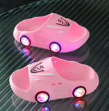Kids’ LED Cartoon Car Slippers – Non-Slip Light-Up Indoor & Beach Shoes | Soft Sole Sandals for Boys & Girls