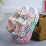 Disney Elsa Girls’ Summer Sandals – Frozen Princess Mesh Beach Shoes | Soft Sole Light Peep Toe Sandals