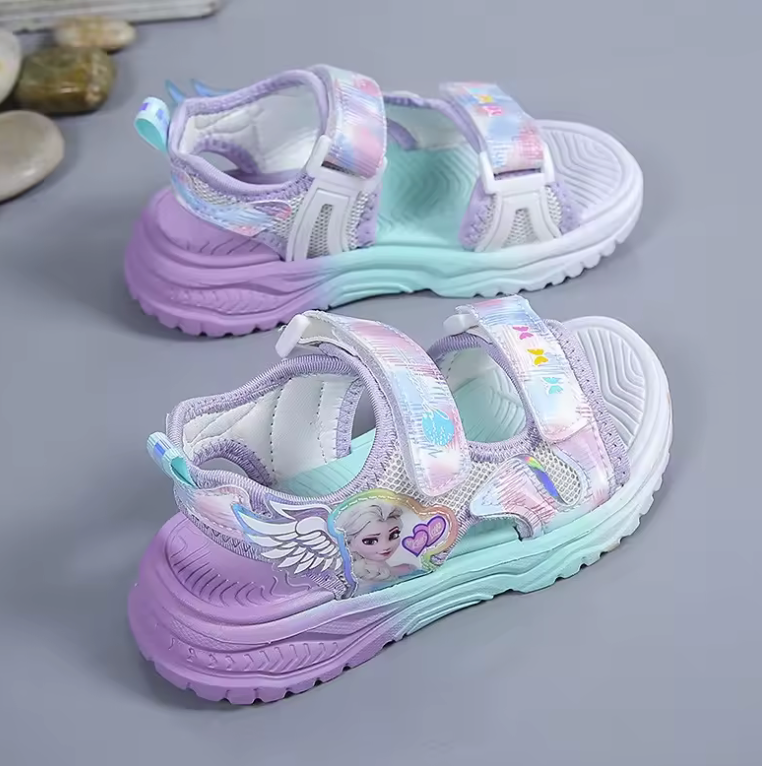 Disney Elsa Girls’ Summer Sandals – Frozen Princess Mesh Beach Shoes | Soft Sole Light Peep Toe Sandals