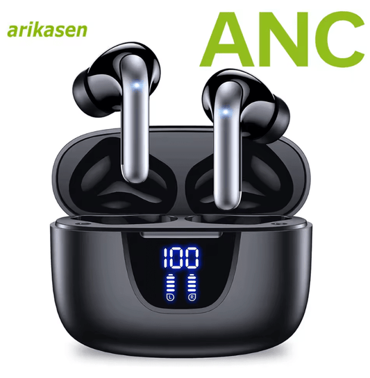 TWS Bluetooth 5.3 Earbuds with Active Noise Cancellation – Wireless ANC Headphones with LED Display, Touch Control, Stereo Sound – For Android & iOS