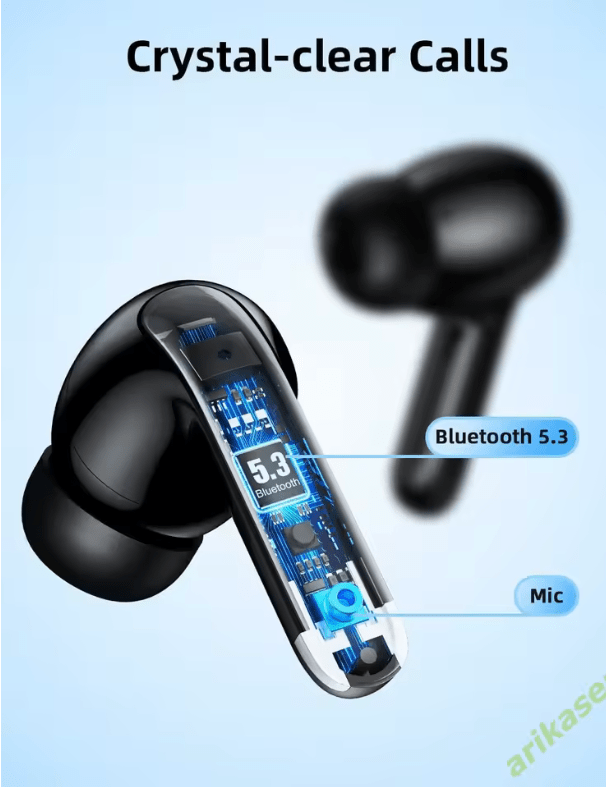 TWS Bluetooth 5.3 Earbuds with Active Noise Cancellation – Wireless ANC Headphones with LED Display, Touch Control, Stereo Sound – For Android & iOS