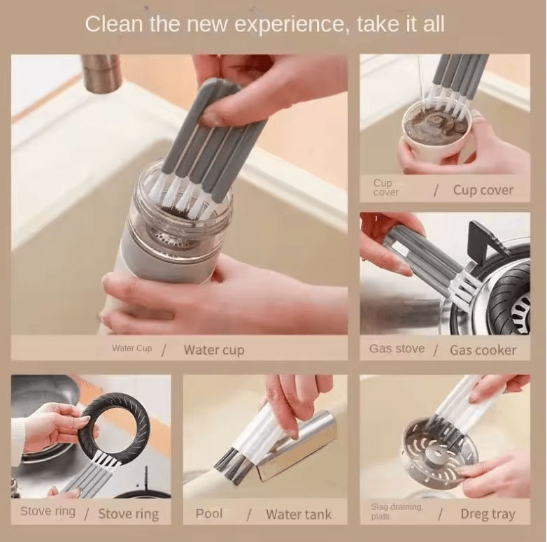 Multifunctional Flexible Gap Cleaning Brush – Soft Bristle Tool for Bottles, Cup Lids, Grooves & Kitchen Use