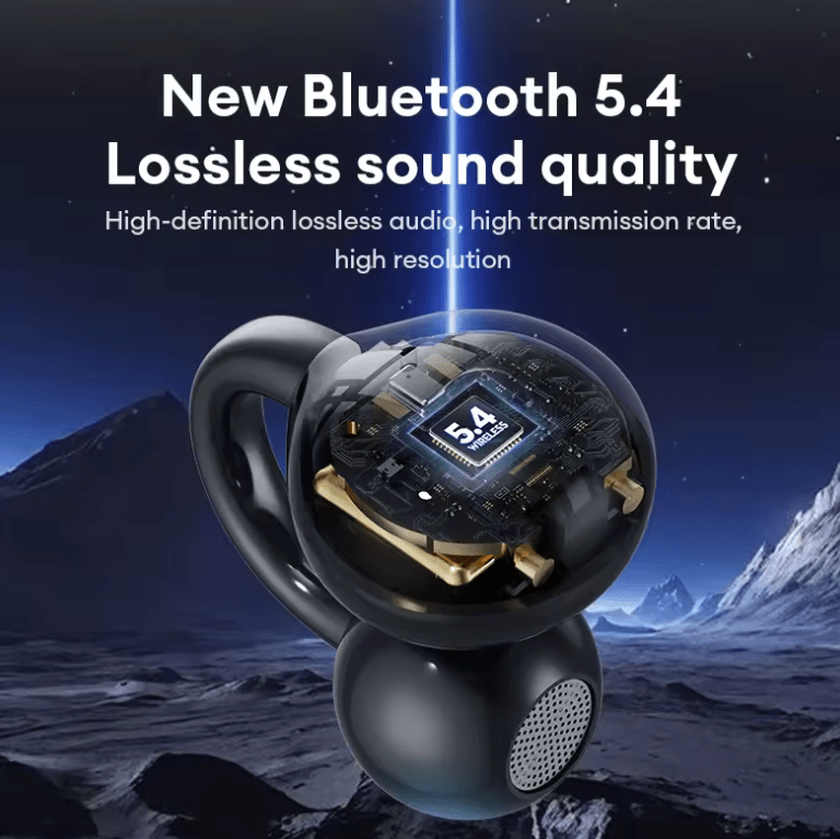HYUNDAI M100 Bluetooth 5.4 Earbuds – LED Display, AI Noise Reduction, HiFi Sound, Anti-Loss Open Ear Hook Headphones