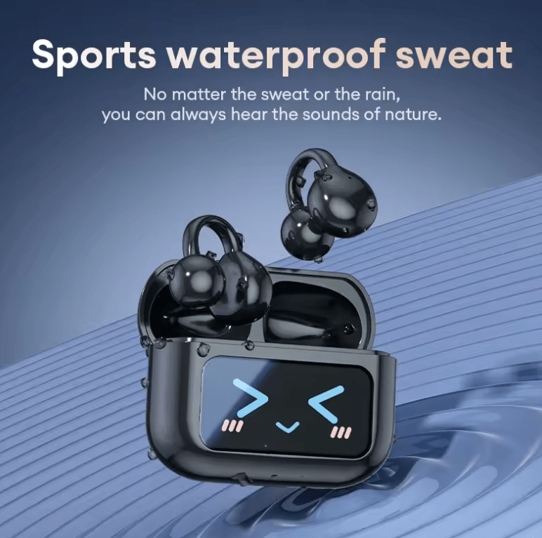 HYUNDAI M100 Bluetooth 5.4 Earbuds – LED Display, AI Noise Reduction, HiFi Sound, Anti-Loss Open Ear Hook Headphones