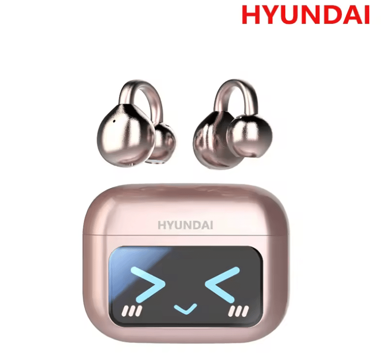 HYUNDAI M100 Bluetooth 5.4 Earbuds – LED Display, AI Noise Reduction, HiFi Sound, Anti-Loss Open Ear Hook Headphones