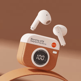 Q86 Retro Camera-Style Wireless Earbuds – Semi In-Ear, HD Sound, Power Display, Long Battery Life