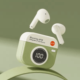 Q86 Retro Camera-Style Wireless Earbuds – Semi In-Ear, HD Sound, Power Display, Long Battery Life