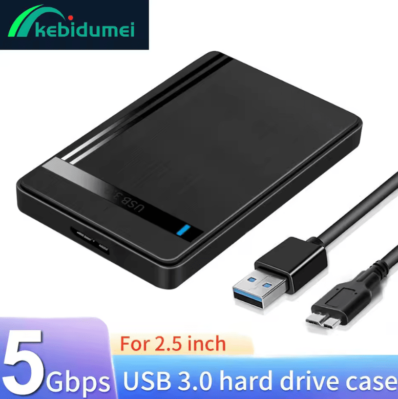 2.5” SATA to USB 3.0 HDD/SSD Enclosure – External Hard Drive Case, 5Gbps Transfer Speed, Supports Up to 3TB for PC & Laptop