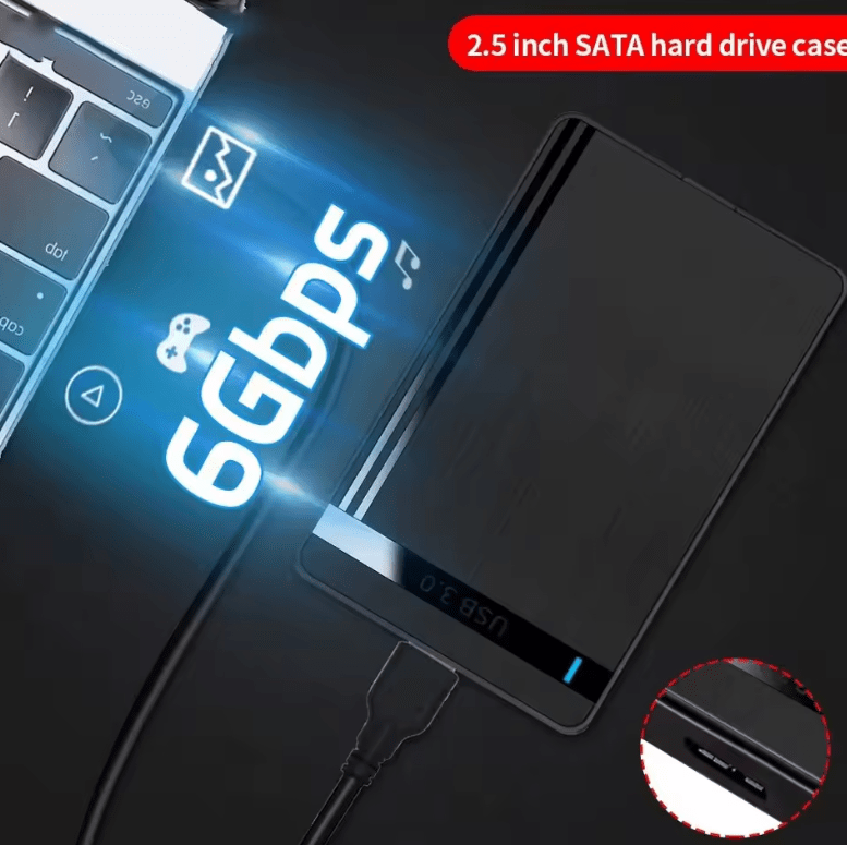 2.5” SATA to USB 3.0 HDD/SSD Enclosure – External Hard Drive Case, 5Gbps Transfer Speed, Supports Up to 3TB for PC & Laptop
