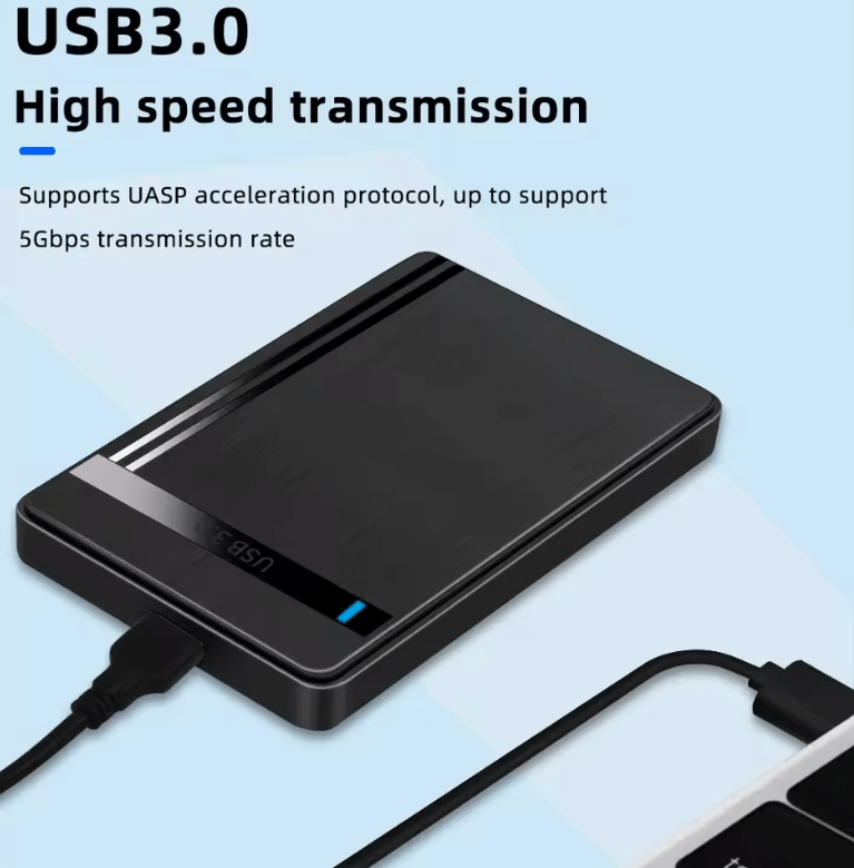 2.5” SATA to USB 3.0 HDD/SSD Enclosure – External Hard Drive Case, 5Gbps Transfer Speed, Supports Up to 3TB for PC & Laptop