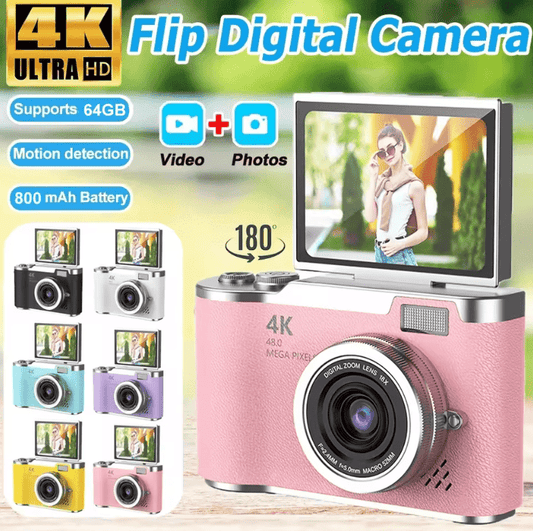 4K 48MP Digital Camera with 8X Zoom – Compact Vlogging & Photography Camera with 180° Flip Screen for Students & Beginners
