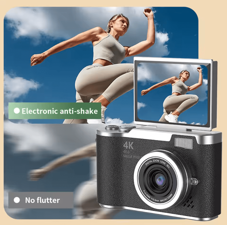 4K 48MP Digital Camera with 8X Zoom – Compact Vlogging & Photography Camera with 180° Flip Screen for Students & Beginners