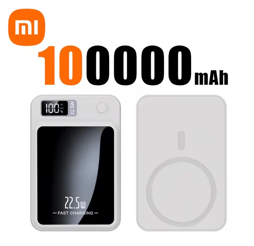 Xiaomi 100000mAh Magnetic Power Bank – Wireless Fast Charger for MagSafe, iPhone, Samsung & Huawei