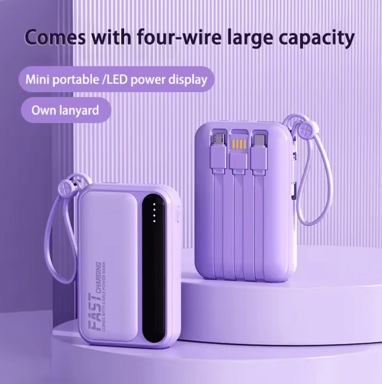 OnePlus 50000mAh 4-in-1 Power Bank – Built-in Cables, Digital Display, Fast Charging Portable Battery for Samsung & More