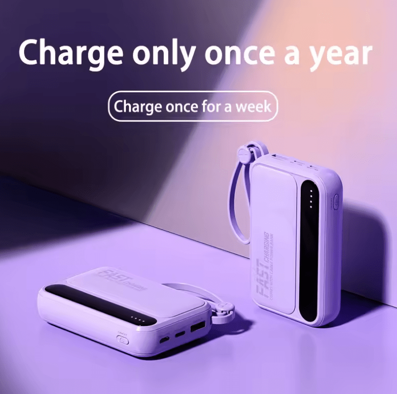OnePlus 50000mAh 4-in-1 Power Bank – Built-in Cables, Digital Display, Fast Charging Portable Battery for Samsung & More